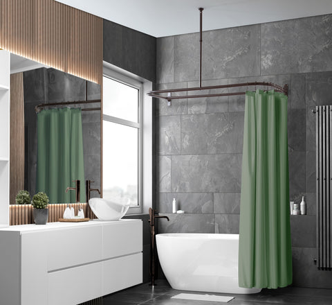 Utopia Alley DR1XX Rustproof Wall Mounted Aluminum D-shape Shower Rod With Ceiling Support for Freestanding Tubs, 60 Inch Large Size by 25 Inch