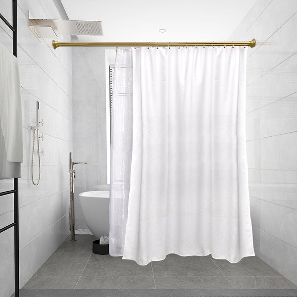 Utopia Alley DS1XX Adjustable 72-Inch Double Shower Curtain Rods - Rust-Proof Aluminum with  Rubber End Cap, Easy Installation - Extendable, Ideal for Bathroom, Retractable, Wall-to-Wall - No Drilling