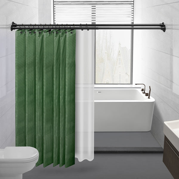 Utopia Alley DS9XX Adjustable 72-Inch Double Shower Curtain Tension Rods - Rust-Proof Aluminum with  Rubber End Cap, Easy Installation - Extendable, Ideal for Bathroom, Retractable, Wall-to-Wall - No Drilling, Includes Shower Rings and Shower Liner