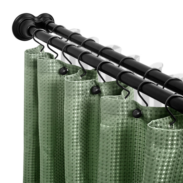 Utopia Alley DS9XX Adjustable 72-Inch Double Shower Curtain Tension Rods - Rust-Proof Aluminum with  Rubber End Cap, Easy Installation - Extendable, Ideal for Bathroom, Retractable, Wall-to-Wall - No Drilling, Includes Shower Rings and Shower Liner