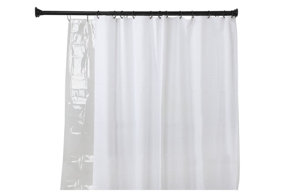 Utopia Alley DS9XX Adjustable 72-Inch Double Shower Curtain Tension Rods - Rust-Proof Aluminum with  Rubber End Cap, Easy Installation - Extendable, Ideal for Bathroom, Retractable, Wall-to-Wall - No Drilling, Includes Shower Rings and Shower Liner