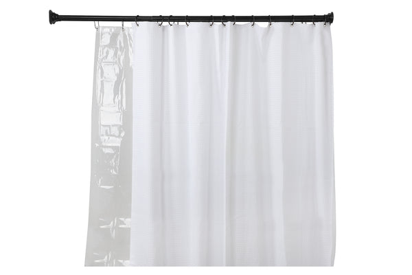 Utopia Alley DS9XX Adjustable 72-Inch Double Shower Curtain Rods - Rust-Proof Aluminum with  Rubber End Cap, Easy Installation - Extendable, Ideal for Bathroom, Retractable, Wall-to-Wall - No Drilling, Includes Shower Rings and Shower Liner