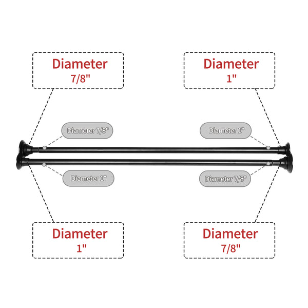 Utopia Alley DS9XX Adjustable 72-Inch Double Shower Curtain Tension Rods - Rust-Proof Aluminum with  Rubber End Cap, Easy Installation - Extendable, Ideal for Bathroom, Retractable, Wall-to-Wall - No Drilling, Includes Shower Rings and Shower Liner