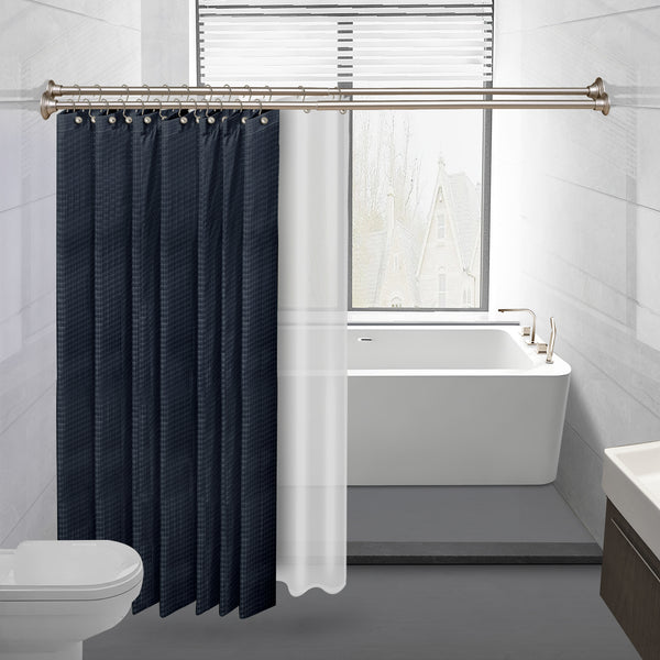 Utopia Alley DS9XX Adjustable 72-Inch Double Shower Curtain Tension Rods - Rust-Proof Aluminum with  Rubber End Cap, Easy Installation - Extendable, Ideal for Bathroom, Retractable, Wall-to-Wall - No Drilling, Includes Shower Rings and Shower Liner