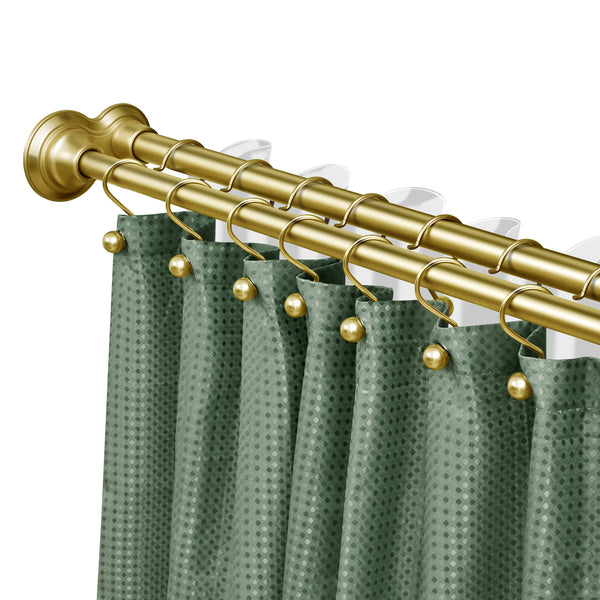 Utopia Alley DS9XX Adjustable 72-Inch Double Shower Curtain Tension Rods - Rust-Proof Aluminum with  Rubber End Cap, Easy Installation - Extendable, Ideal for Bathroom, Retractable, Wall-to-Wall - No Drilling, Includes Shower Rings and Shower Liner