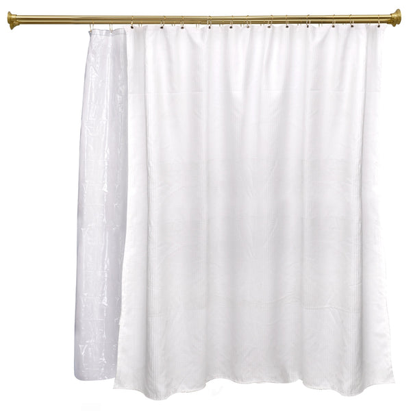 Utopia Alley DS9XX Adjustable 72-Inch Double Shower Curtain Tension Rods - Rust-Proof Aluminum with  Rubber End Cap, Easy Installation - Extendable, Ideal for Bathroom, Retractable, Wall-to-Wall - No Drilling, Includes Shower Rings and Shower Liner