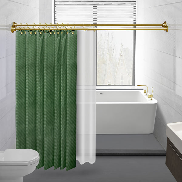 Utopia Alley DS9XX Adjustable 72-Inch Double Shower Curtain Tension Rods - Rust-Proof Aluminum with  Rubber End Cap, Easy Installation - Extendable, Ideal for Bathroom, Retractable, Wall-to-Wall - No Drilling, Includes Shower Rings and Shower Liner