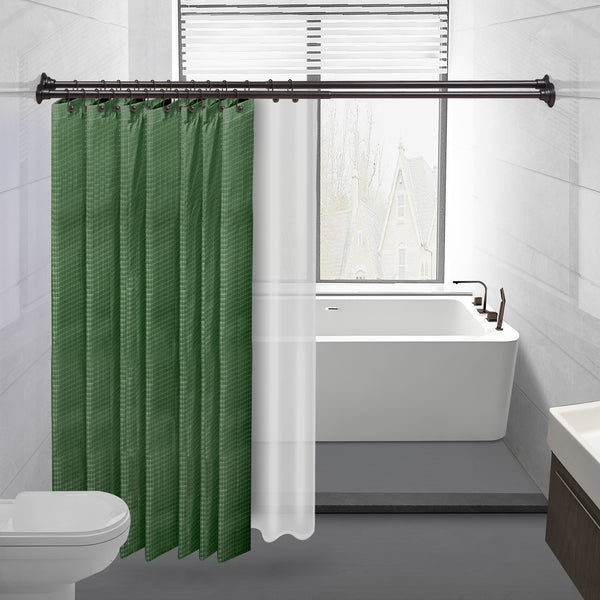 Utopia Alley DS9XX Adjustable 72-Inch Double Shower Curtain Tension Rods - Rust-Proof Aluminum with  Rubber End Cap, Easy Installation - Extendable, Ideal for Bathroom, Retractable, Wall-to-Wall - No Drilling, Includes Shower Rings and Shower Liner