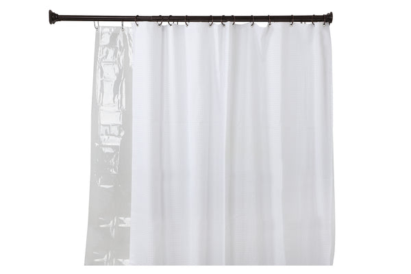 Utopia Alley DS9XX Adjustable 72-Inch Double Shower Curtain Tension Rods - Rust-Proof Aluminum with  Rubber End Cap, Easy Installation - Extendable, Ideal for Bathroom, Retractable, Wall-to-Wall - No Drilling, Includes Shower Rings and Shower Liner