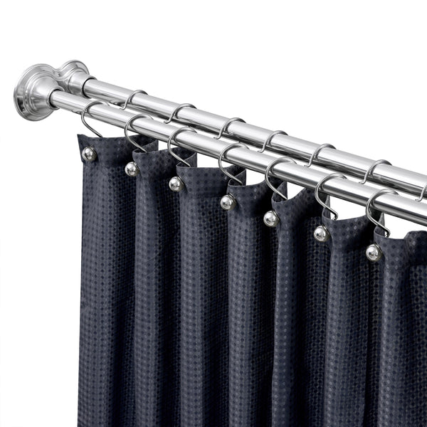 Utopia Alley DS9XX Adjustable 72-Inch Double Shower Curtain Tension Rods - Rust-Proof Aluminum with  Rubber End Cap, Easy Installation - Extendable, Ideal for Bathroom, Retractable, Wall-to-Wall - No Drilling, Includes Shower Rings and Shower Liner