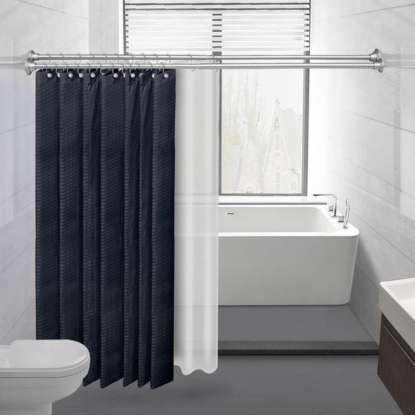 Utopia Alley DS9XX Adjustable 72-Inch Double Shower Curtain Tension Rods - Rust-Proof Aluminum with  Rubber End Cap, Easy Installation - Extendable, Ideal for Bathroom, Retractable, Wall-to-Wall - No Drilling, Includes Shower Rings and Shower Liner