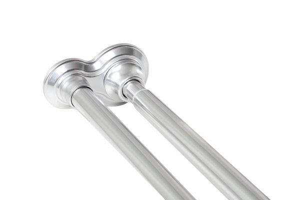 Utopia Alley DS9XX Adjustable 72-Inch Double Shower Curtain Tension Rods - Rust-Proof Aluminum with  Rubber End Cap, Easy Installation - Extendable, Ideal for Bathroom, Retractable, Wall-to-Wall - No Drilling, Includes Shower Rings and Shower Liner