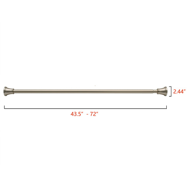 Utopia Alley F72BK/BN/GD Adjustable 72-Inch Shower Curtain Tension Rod - Rust-Proof Aluminum with Rubber End Cap, No Drill Installation - Extendable, Ideal for Bathroom, Retractable, Wall-to-Wall - Easy to Hang