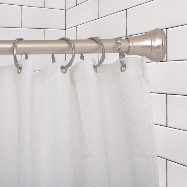 Utopia Alley FH72XX Adjustable 72-Inch Shower Curtain Tension Rod - Rust-Proof Aluminum with Rubber End Cap, No Drill Installation - Extendable, Ideal for Bathroom, Retractable, Wall-to-Wall - Easy to Hang, Included PEVA Shower liner and shower hooks