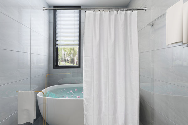 Utopia Alley FH72XX Adjustable 72-Inch Shower Curtain Tension Rod - Rust-Proof Aluminum with Rubber End Cap, No Drill Installation - Extendable, Ideal for Bathroom, Retractable, Wall-to-Wall - Easy to Hang, Included PEVA Shower liner and shower hooks