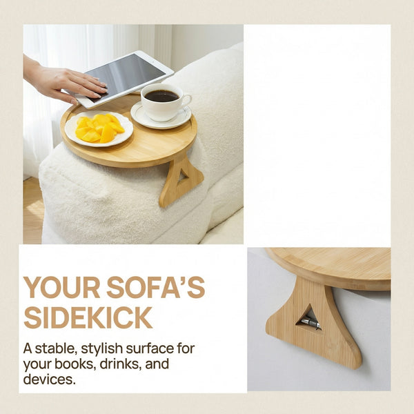 Utopia Alley FT01NT 11" Bamboo Couch Arm Tray Table, Foldable Sofa Side Tray for Drinks, Snacks, Phone & Remote, Non-Slip Space-Saving Home Essential