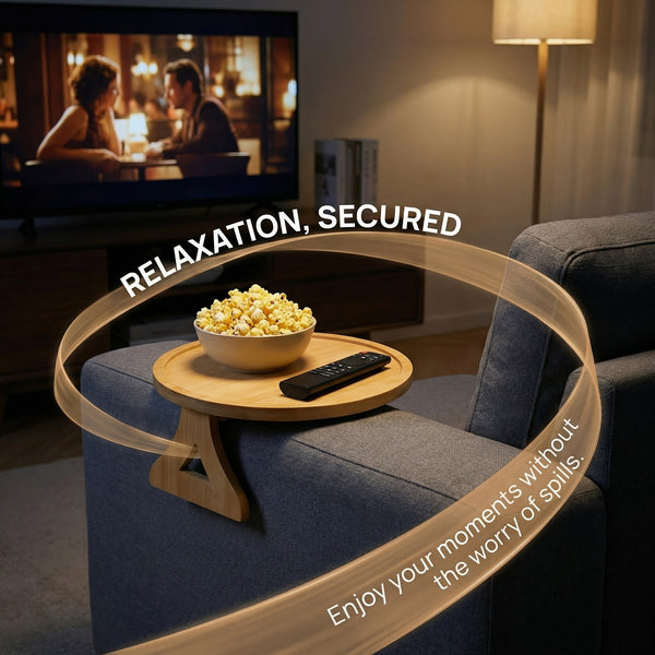 Utopia Alley FT01NT 11" Bamboo Couch Arm Tray Table, Foldable Sofa Side Tray for Drinks, Snacks, Phone & Remote, Non-Slip Space-Saving Home Essential