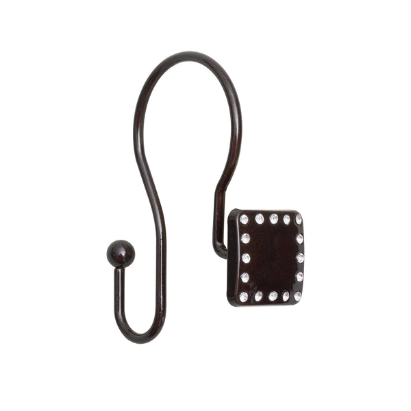 Utopia Alley HK20XX Shower Hooks - Double Shower Curtain Rings for Bathroom - Rust Resistant Shower Curtain Hooks for Shower Curtain or Liner - Shower Curtain Rings with Crystal Design - Set of 12