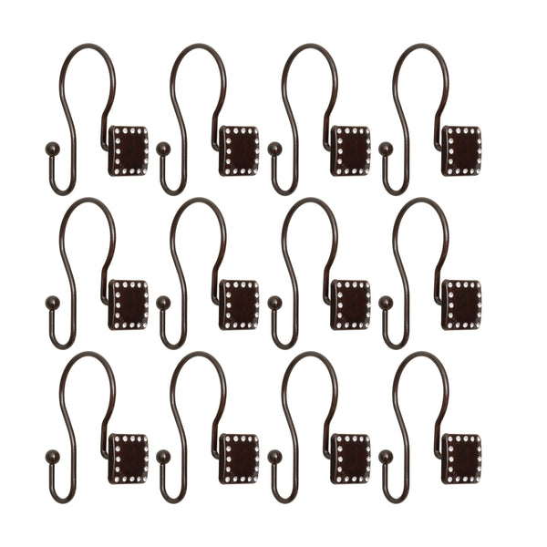 Utopia Alley HK20XX Shower Hooks - Double Shower Curtain Rings for Bathroom - Rust Resistant Shower Curtain Hooks for Shower Curtain or Liner - Shower Curtain Rings with Crystal Design - Set of 12