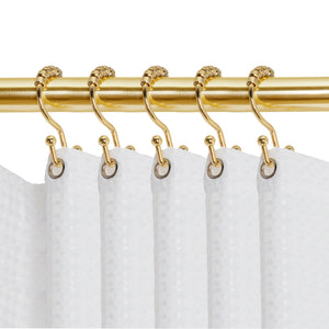 Utopia Alley HK3GD Shower Hooks - Double Shower Curtain Rings for Bathroom - Rust Resistant Shower Curtain Hooks for Shower Curtain or Liner -  Double Roller Shower Curtain Hooks - Set of 12, Gold