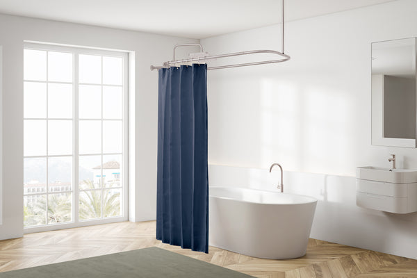 Utopia Alley HP2XX Rustproof Wall Mounted Aluminum Hoop Shower Rod With Ceiling Support for Clawfoot Tub, 54 Inch Extra Large Size by 26 Inch