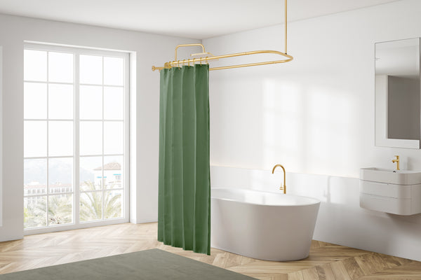 Utopia Alley HP2XX Rustproof Wall Mounted Aluminum Hoop Shower Rod With Ceiling Support for Clawfoot Tub, 54 Inch Extra Large Size by 26 Inch