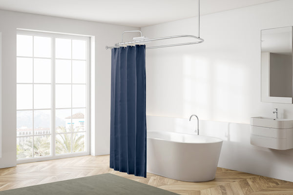 Utopia Alley HP2XX Rustproof Wall Mounted Aluminum Hoop Shower Rod With Ceiling Support for Clawfoot Tub, 54 Inch Extra Large Size by 26 Inch