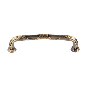 Utopia Alley HW442/3/4AB Riga Pull Handle/Knob - Decorative Cabinet Drop Pull Handles/Knobs for Cabinets and Drawers - Vintage Cabinet Hardware with Hand Finished Antique Brass - Metal Drawer Pull Handle/Knob, knob/3.75"/5" center to center