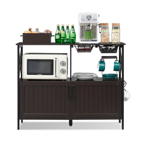 Utopia Alley LF05BZ Buffet Cabinet with Coffee Station Organizer, Large Coffee Bar Cabinet with Adjustable Shelves, Kitchen Buffet Furniture Wooden Sideboard Storage Cabinet for Dinning/Living Room