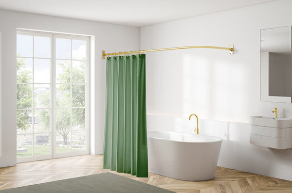 Utopia Alley LR1XX Wall Mounted 68x28in Aluminum Rustproof L-Shaped Corner Shower Curtain Rod