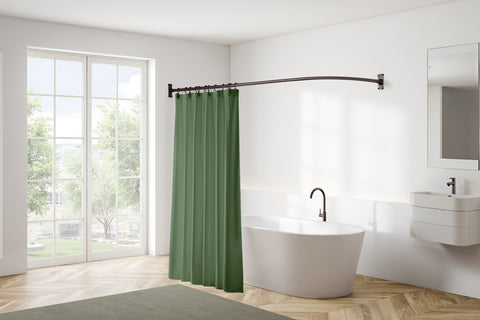 Utopia Alley LR1RB Wall Mounted 68x28in Rustproof L-Shaped Corner Shower Rod, Bronze