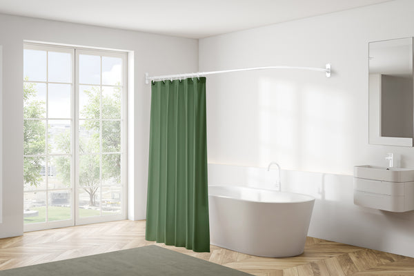 Utopia Alley LR1WW Wall Mounted 68x28in Rustproof L-Shaped Corner Shower Curtain Rod White