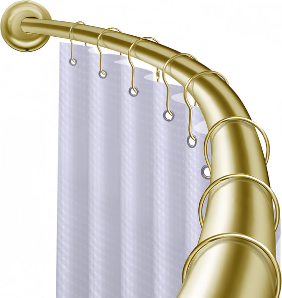 Utopia Alley CR2GD Signature Aluminum Series Curved Shower Curtain Rod - Rustproof Aluminum Wall Mount Rod, Adjustable 45 to 72 Inch, Adds Up to 8 Inches of Extra Shower Space, Gold Finish
