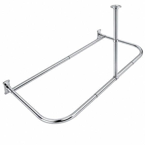 Utopia Alley DR1XX Signature Aluminum Series Freestanding Tub Shower Curtain Rod - D-Shaped Rustproof Aluminum with Ceiling Support, 60x25 Inch