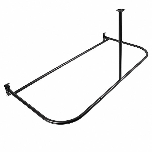 Utopia Alley DR1XX Signature Aluminum Series Freestanding Tub Shower Curtain Rod - D-Shaped Rustproof Aluminum with Ceiling Support, 60x25 Inch