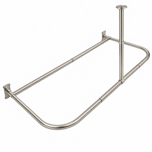 Utopia Alley DR1XX Signature Aluminum Series Freestanding Tub Shower Curtain Rod - D-Shaped Rustproof Aluminum with Ceiling Support, 60x25 Inch