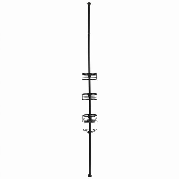 Utopia Alley PC4XX Tension Pole Shower Caddy Corner Organizer, Adjustable Standing Shower Caddy with 3 Removable Baskets and Hooks, Rust Resistant Bathroom Tension Rod Organizer, 60.5 to 108 Inch