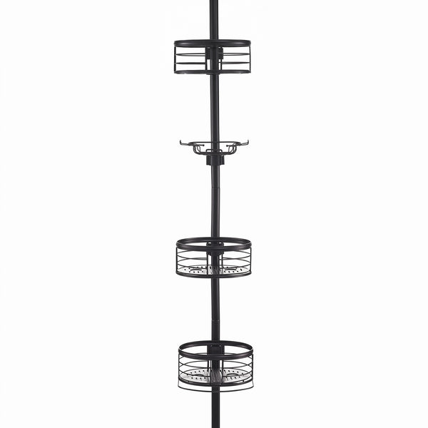 Utopia Alley PC4XX Tension Pole Shower Caddy Corner Organizer, Adjustable Standing Shower Caddy with 3 Removable Baskets and Hooks, Rust Resistant Bathroom Tension Rod Organizer, 60.5 to 108 Inch
