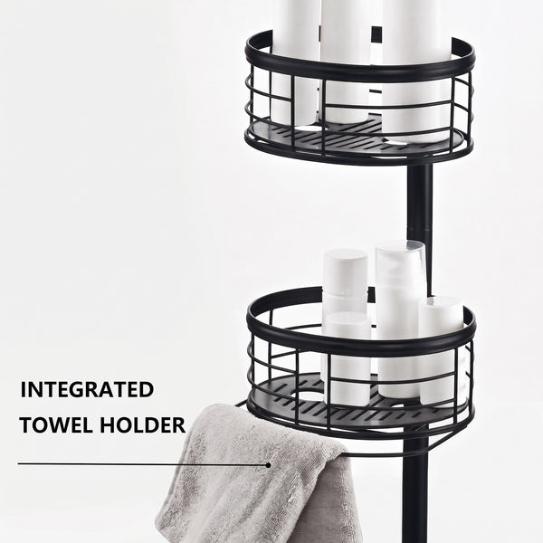 Utopia Alley PC4XX Tension Pole Shower Caddy Corner Organizer, Adjustable Standing Shower Caddy with 3 Removable Baskets and Hooks, Rust Resistant Bathroom Tension Rod Organizer, 60.5 to 108 Inch