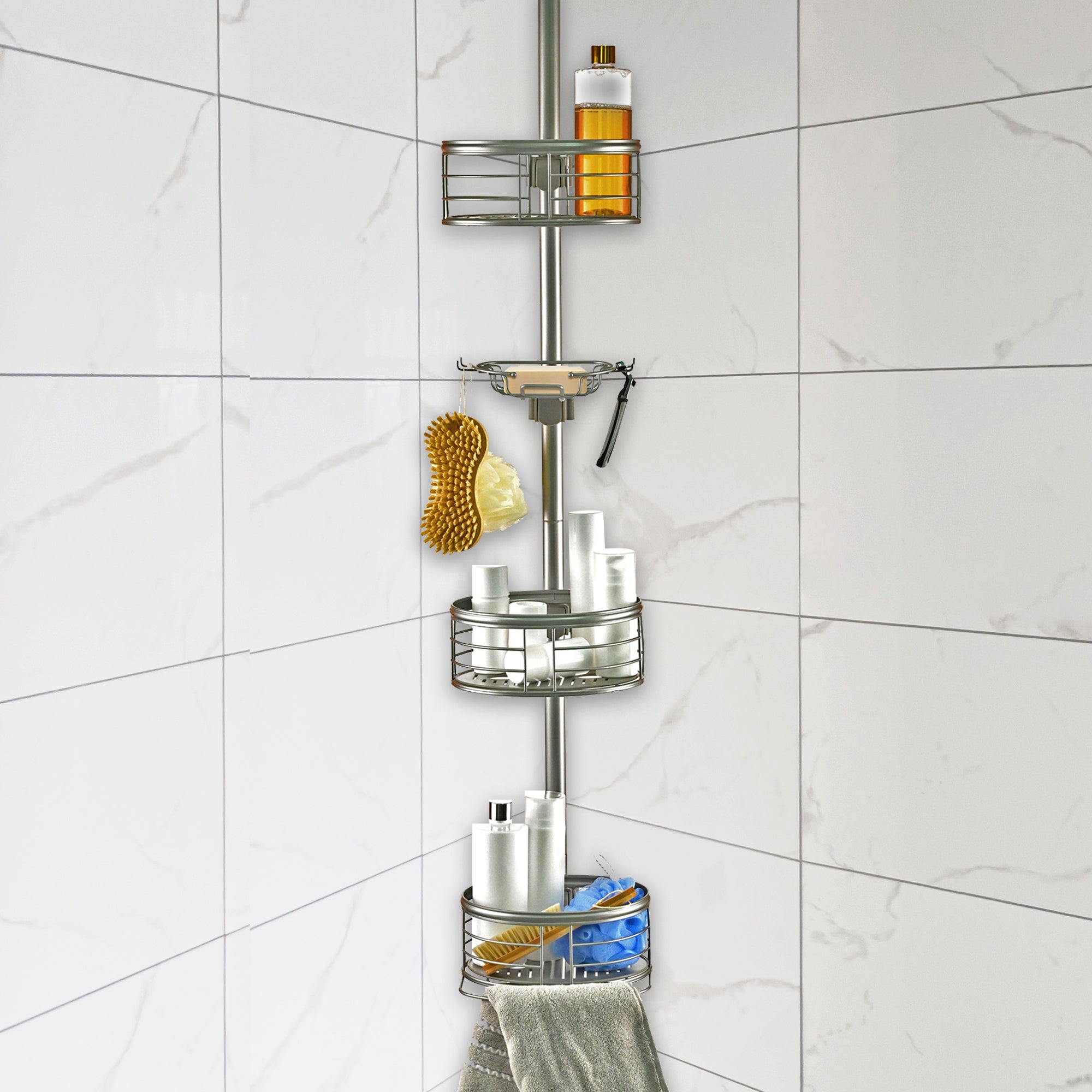 Utopia Alley PC4XX Tension Pole Shower Caddy Corner Organizer, Adjusta