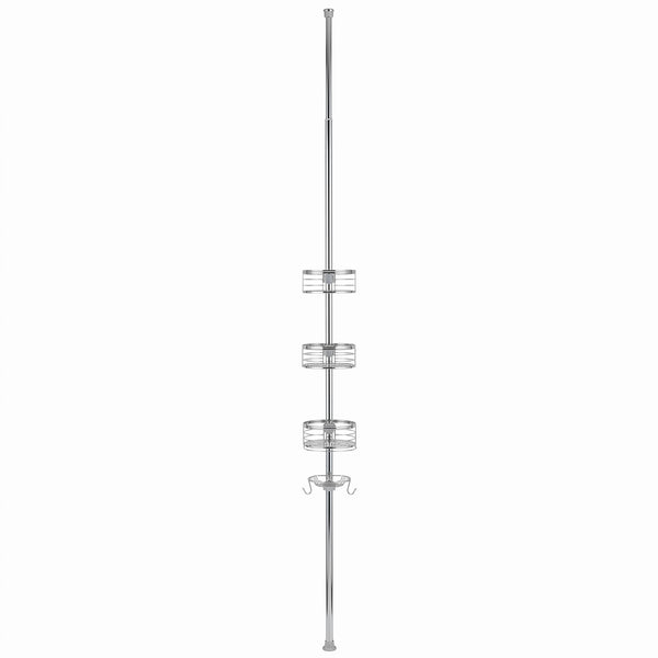 Utopia Alley PC4XX Tension Pole Shower Caddy Corner Organizer, Adjustable Standing Shower Caddy with 3 Removable Baskets and Hooks, Rust Resistant Bathroom Tension Rod Organizer, 60.5 to 108 Inch
