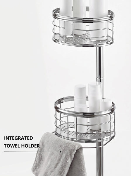 Utopia Alley PC4XX Tension Pole Shower Caddy Corner Organizer, Adjustable Standing Shower Caddy with 3 Removable Baskets and Hooks, Rust Resistant Bathroom Tension Rod Organizer, 60.5 to 108 Inch
