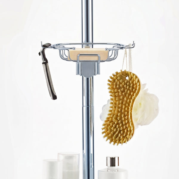 Utopia Alley PC4XX Tension Pole Shower Caddy Corner Organizer, Adjustable Standing Shower Caddy with 3 Removable Baskets and Hooks, Rust Resistant Bathroom Tension Rod Organizer, 60.5 to 108 Inch