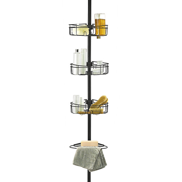 Utopia Alley PC5XX 4 Tier Steel Tension Pole Shower Caddy with 3 Baskets & Soap Tray Shelf