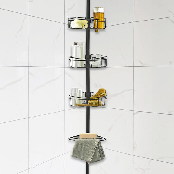 Utopia Alley PC5XX 4 Tier Steel Tension Pole Shower Caddy with 3 Baskets & Soap Tray Shelf