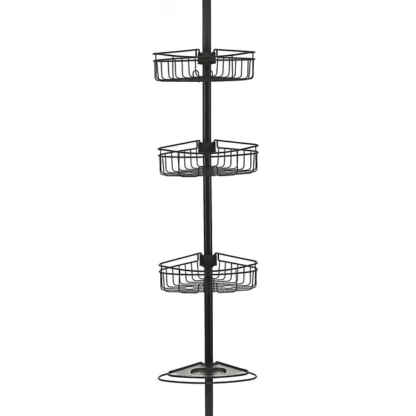 Utopia Alley PC5XX 4 Tier Steel Tension Pole Shower Caddy with 3 Baskets & Soap Tray Shelf