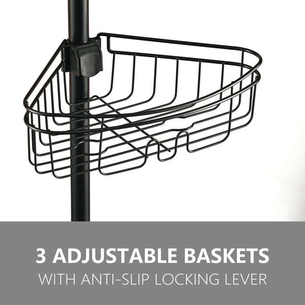 Utopia Alley PC5XX 4 Tier Steel Tension Pole Shower Caddy with 3 Baskets & Soap Tray Shelf