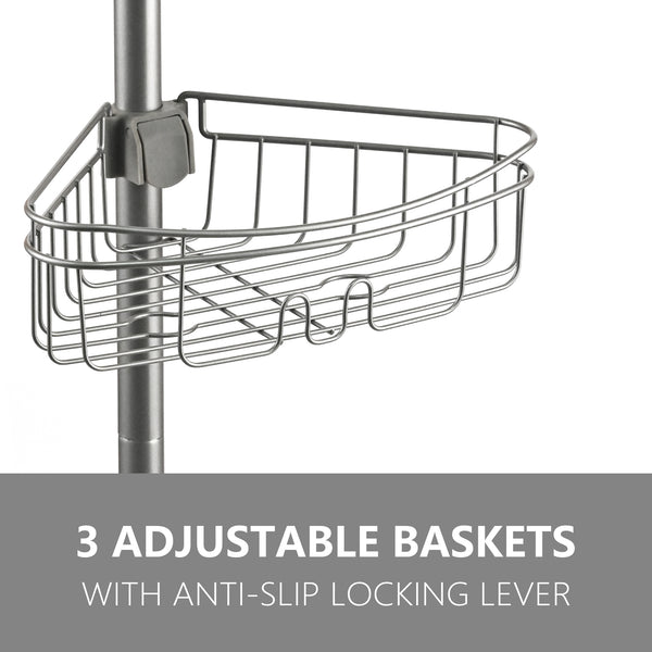 Utopia Alley PC5XX 4 Tier Steel Tension Pole Shower Caddy with 3 Baskets & Soap Tray Shelf