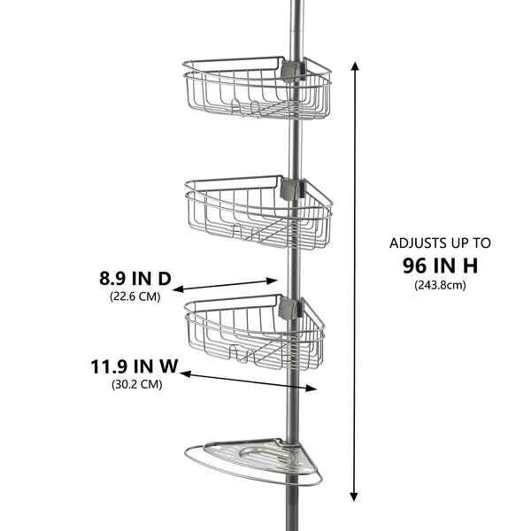 Utopia Alley PC5XX 4 Tier Steel Tension Pole Shower Caddy with 3 Baskets & Soap Tray Shelf