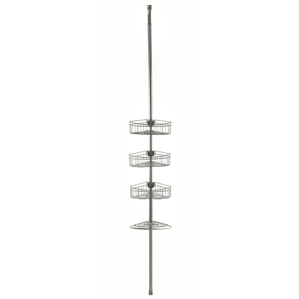 Utopia Alley PC5XX 4 Tier Steel Tension Pole Shower Caddy with 3 Baskets & Soap Tray Shelf